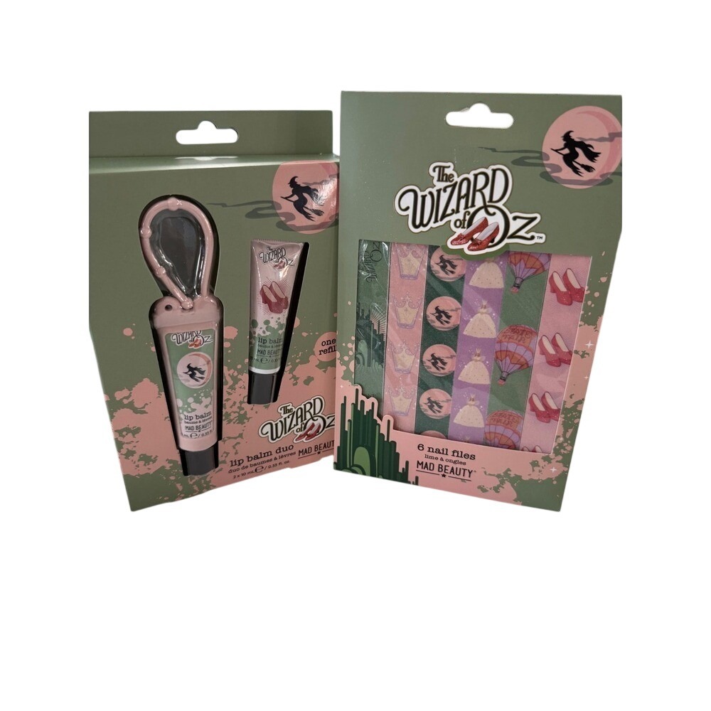 Mad Beauty Wizard of Oz Lip Balm Duo and 6 Pack‎ Nail Files Gift Set New